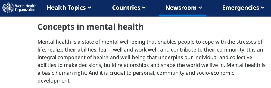 What is the WHO Definition of Mental Health?